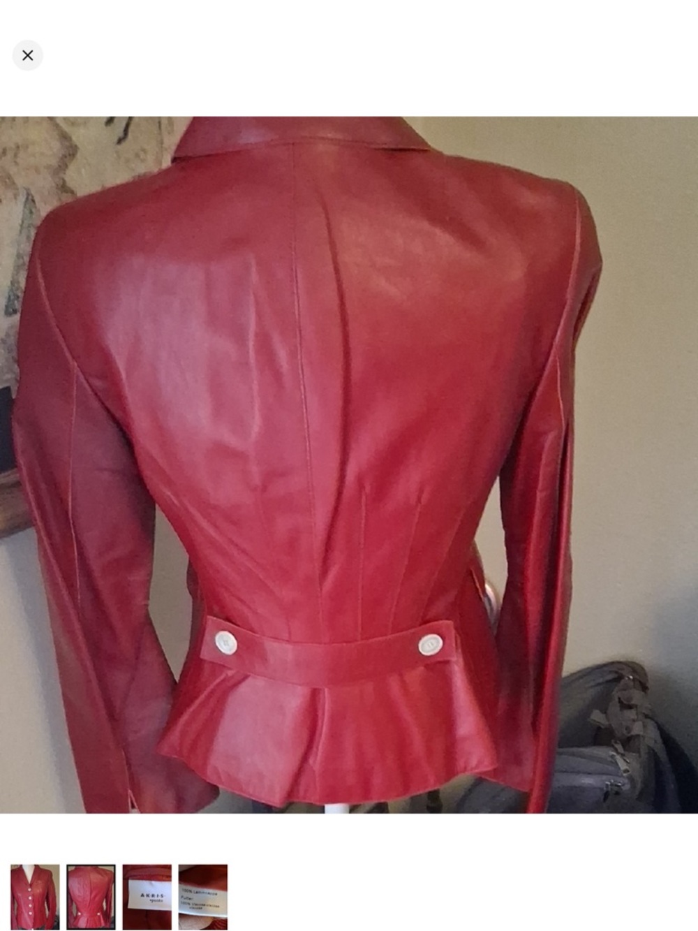 Akris Punto Red Leather Tailored Blazer